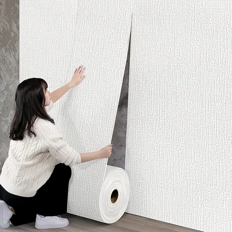 Linen Self-Adhesive Home Portable Decor Foam Wall Panel Wide 50cm 3D Removable for Living Room Bedroom PVC Waterproof Soundproof