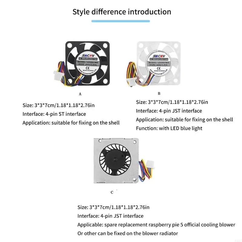 raspberrypi5冷却ファンのF68c 4pin JSTターミナルPI5専用ブロワー3007ラジエーターファン