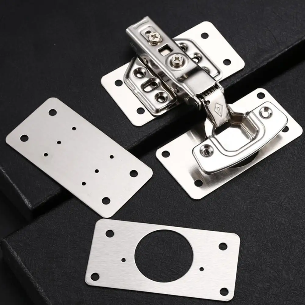 Hinge Repair Plate Anti-Rust Multi-Hole Hardware Stainless Steel Hinge Repair Plate with Fixing Screws for Kitchen Cabinet