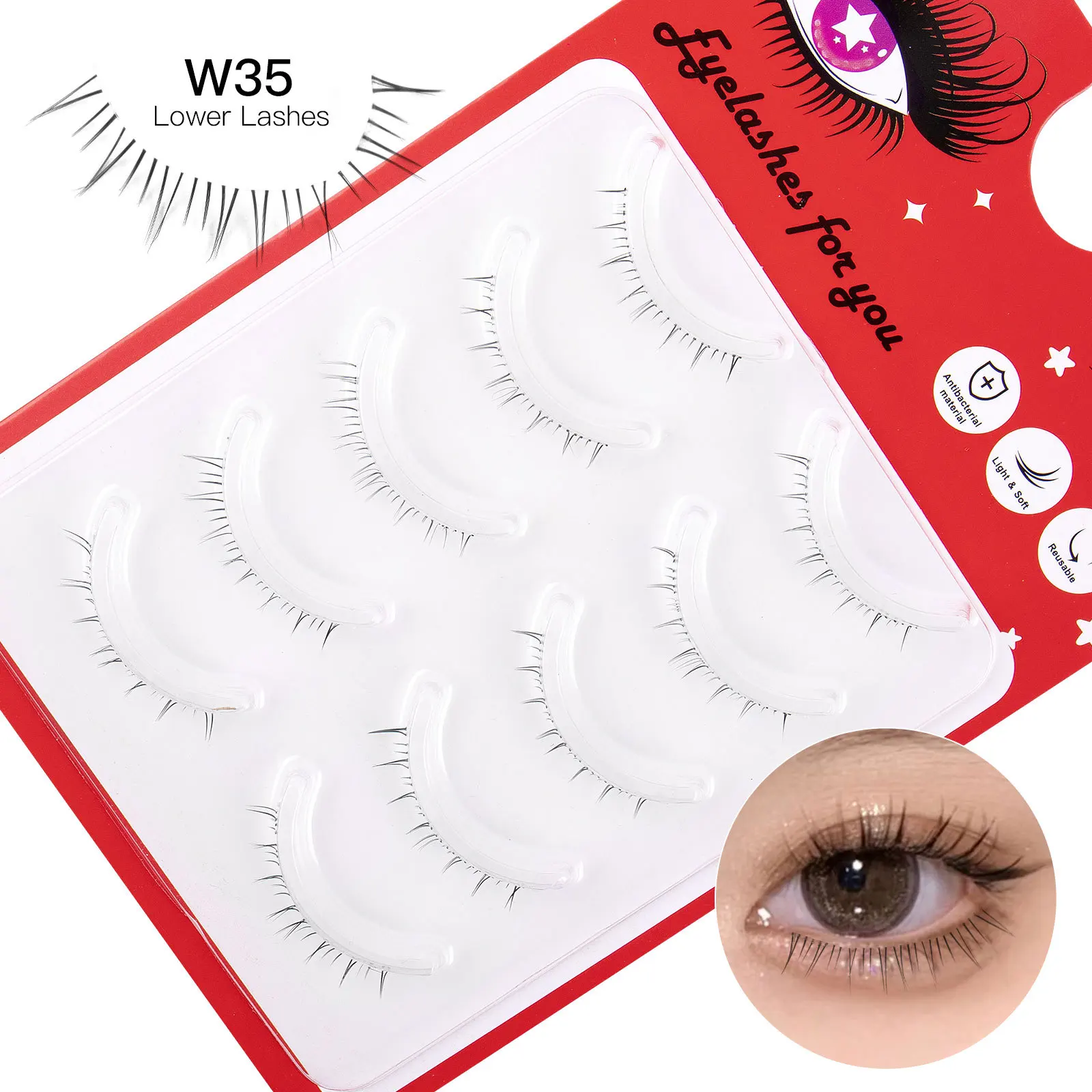 Faux cils inférieurs naturels faits à la main, bande transparente, extension de cils astronomiques, outils de maquillage, 5 paires