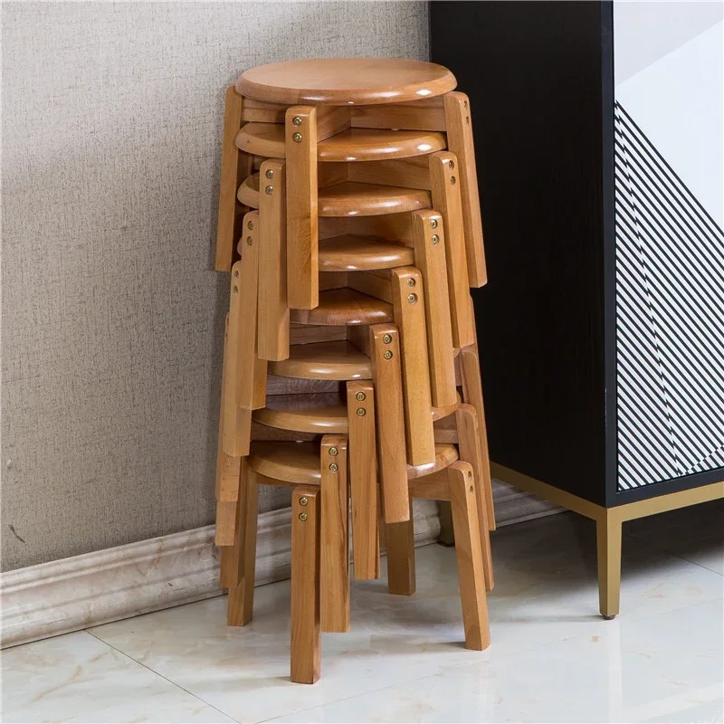 

Muebles Small Wooden Stool Round Solid Wood Kid Adult Bedroom Dining Furniture Children Sitting Block Living Room Stools