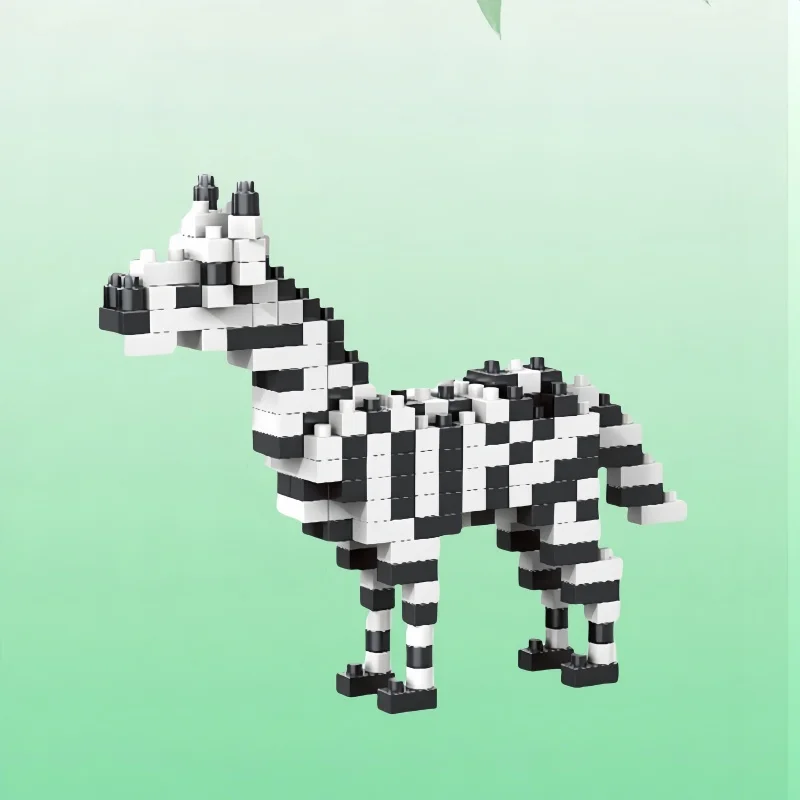 KNEW BUILT Giraffe Zebra Antilope Zoo Animal World Micro Mini Building Block Giocattoli-Fácil assemblaggio, Regalo di festa per bambini, Decorazioni fai da te