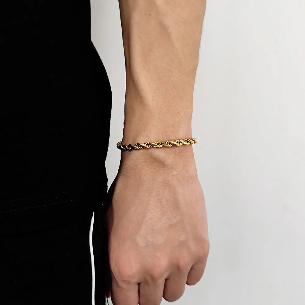3/4/5mm Vintage Edelstahl Gedrehte Kette Herren Armband 20CM Rock Goldfarbenes Armband für Damen Mode Herrenschmuck – Detail 11