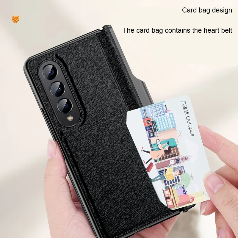 Card Bag Bracket 2 in 1 Leather Case for Samsung Galaxy Z Fold 3 4 5 Side Pen Slot Design Phone Case All-include Magnetic Cover