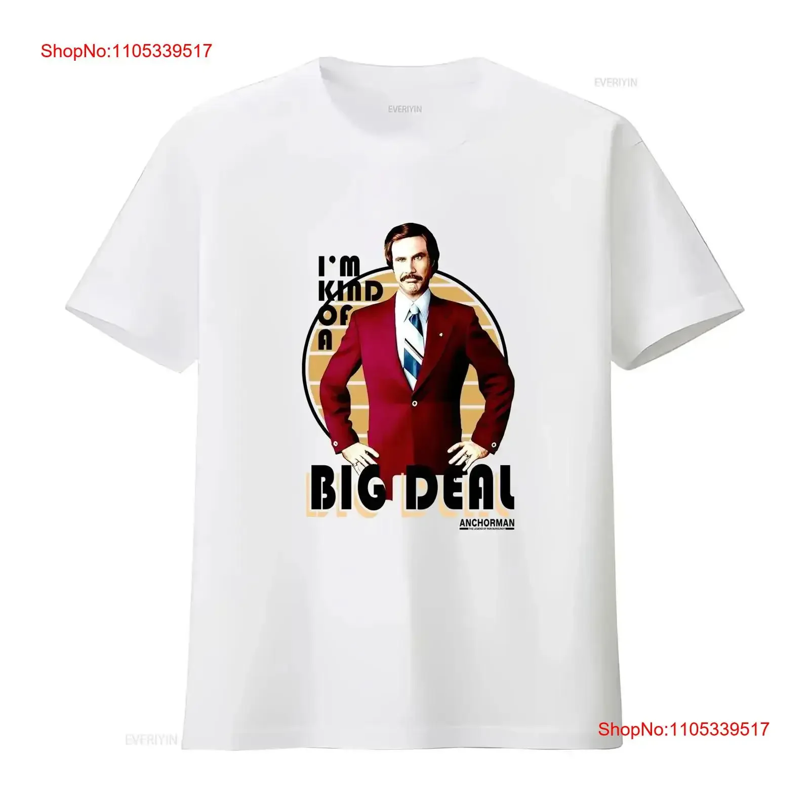 Anchorman Movie Ron Burgandy I'm Kind Of A Big Deal Blue T Shirt Size XL vintage Washed homme Stylish Stretched Casual graphic