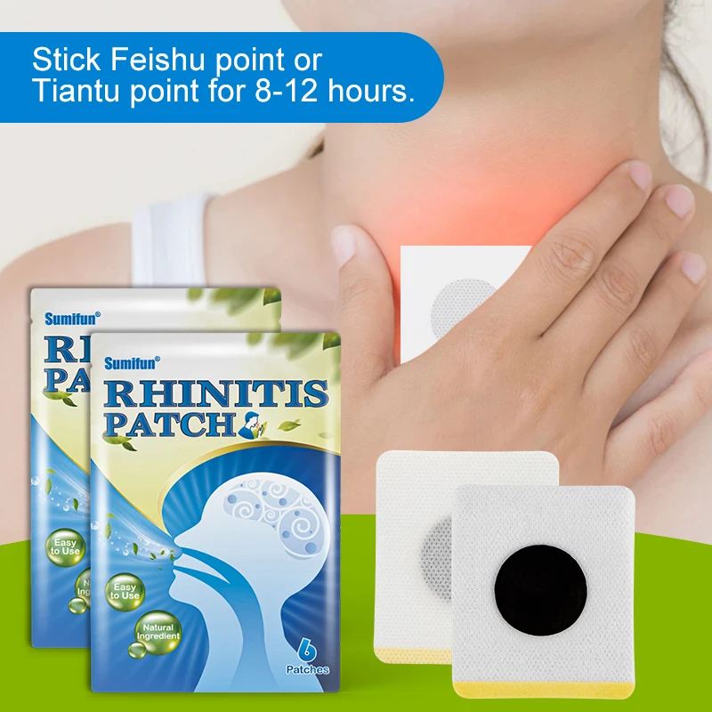 6Pcs Sumifun Rhinitis Treatment Patch Cold Stuffy Nose Fever Care Sticker Relieve Cough Headache Dizziness Body Care Plaster