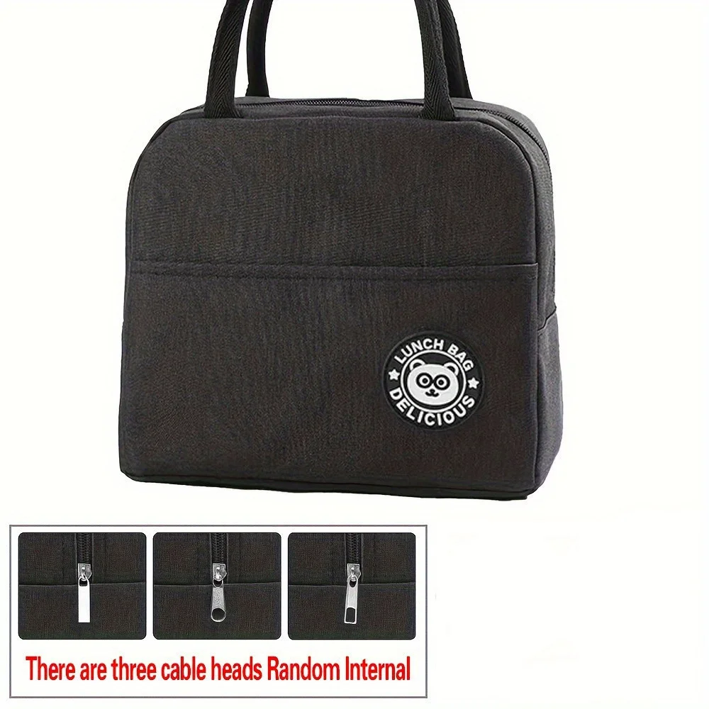 Customized Black Insulated Lunch Bag Bento Bag Aluminum Foil Lunch Box Women's Handbag Picnic Food Bag