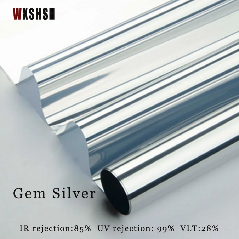 Window sticker UV-Proof Heat-Control PET One Way Mirror Reflective Film Privacy Protection Self-Adhesive Decorative Home Silver