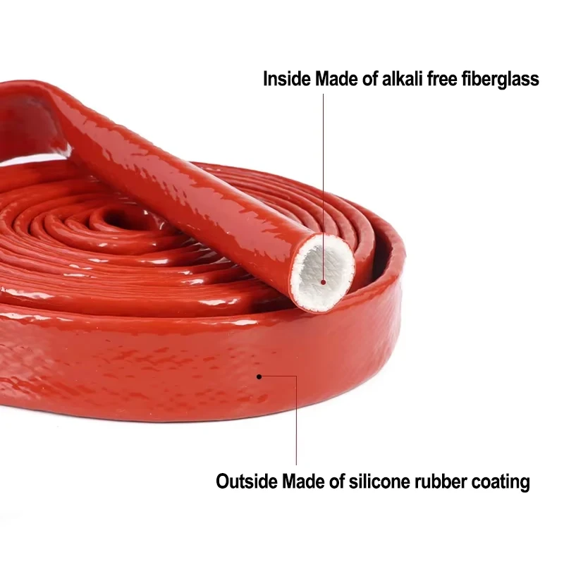 1/5m Fiberglass Sleeve Dia 4 6 8 10 12 15 20 25 30mm Silicone Resin Coated Glass Fiber Braided High Temperature Resistant Tube