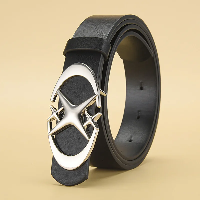 Stilvoller Gürtel mit ovaler Kreuz- und Metallschnalle, langlebig, einfach und universell kompatibel, Unisex-Geschenkidee für Männer und Frauen – Detail 6