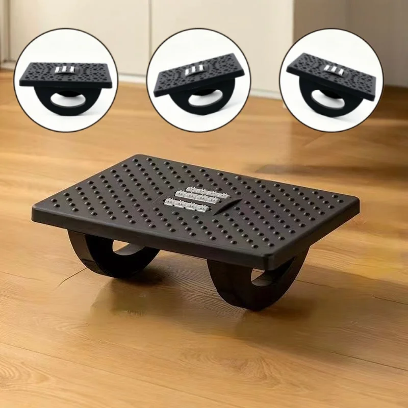 Under Desk Foot Rest with Massage Rollers, Ergonomic Leg Stool for Office & Home, Easy Clean Black, Relieves Leg Fatigue