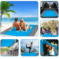 Large Beach Blanket Folding Camping Mat, Lightweight Mattress, Pocket Mat, Outdoor Picnic, Waterproof Sand Beach Mat, 2x1.4m