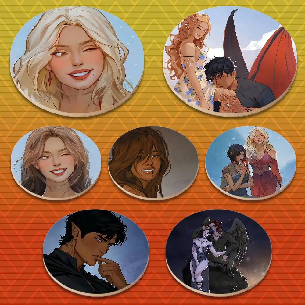 

A Court OF mist and F-Fury Round Wooden Coasters Non-Slip Suitable for Drinks Tea,Coffee Home Perfect Gift