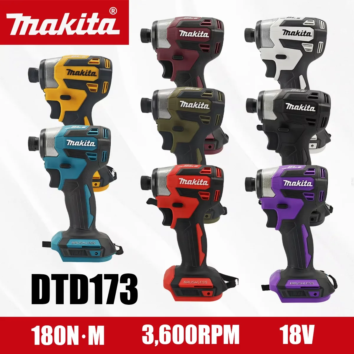 

Brushless Cordless 180 NM Makita DTD173Rechargeable Impact Driver Wood Bolt T-Mode Electric Drill Power Tools For Makita Battery