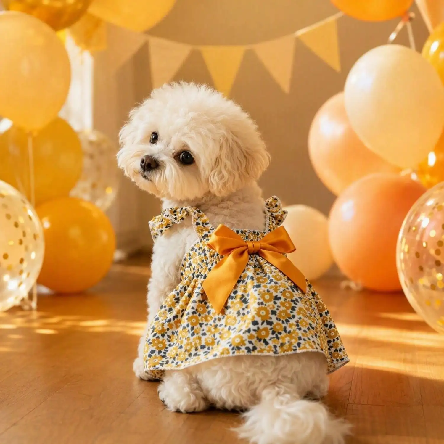 Sommerkleid für Haustiere, ärmellos, mit Blumenmuster, Rüschenriemen, großer Schleife als Dekoration für kleine Hunde, für den täglichen Gebrauch und Partys. – Detail 21