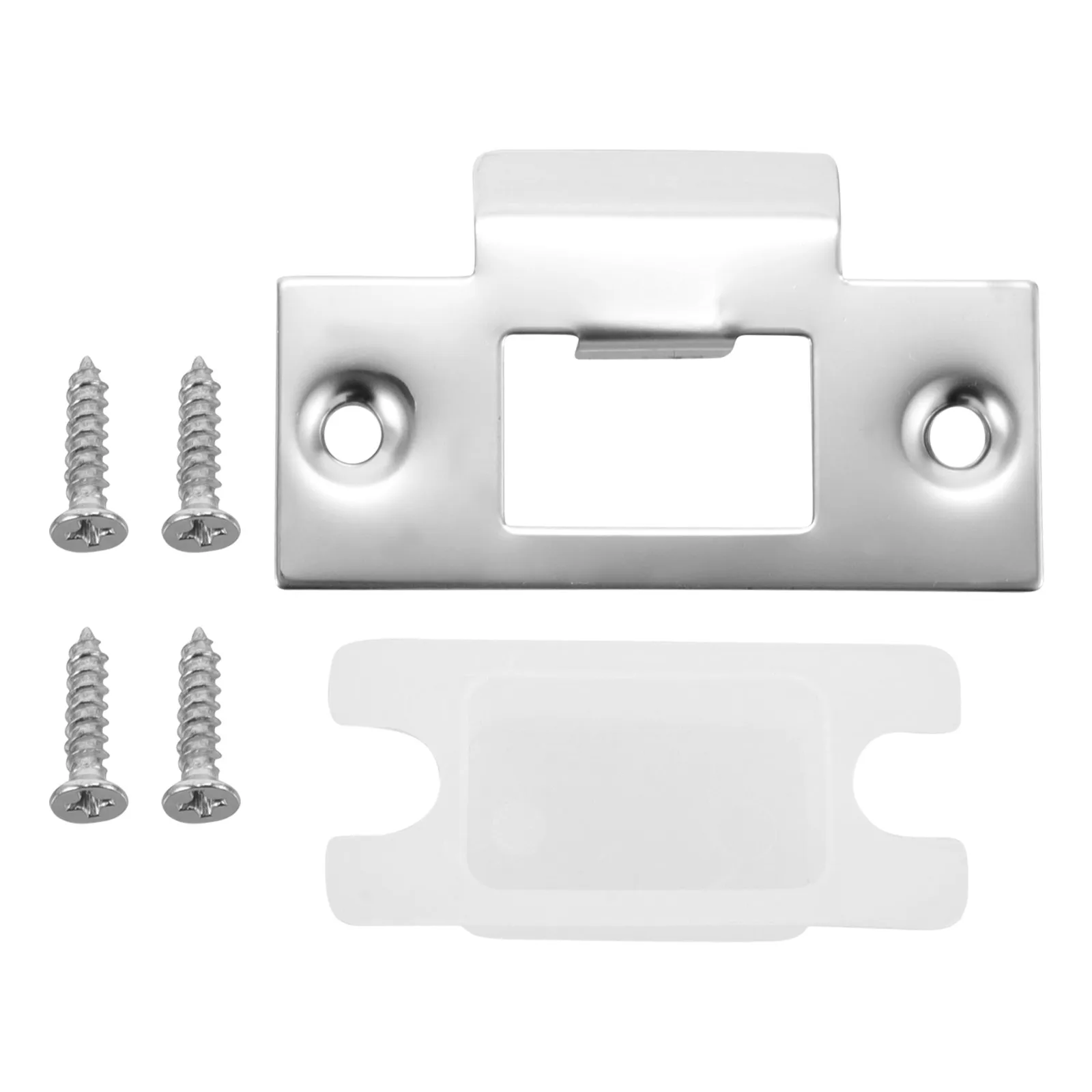 

Door Lock Accessories D-shaped Strike Plate for Wooden Door Lock Tongue Guide Sheet with Buckle Box Screws Silver Color