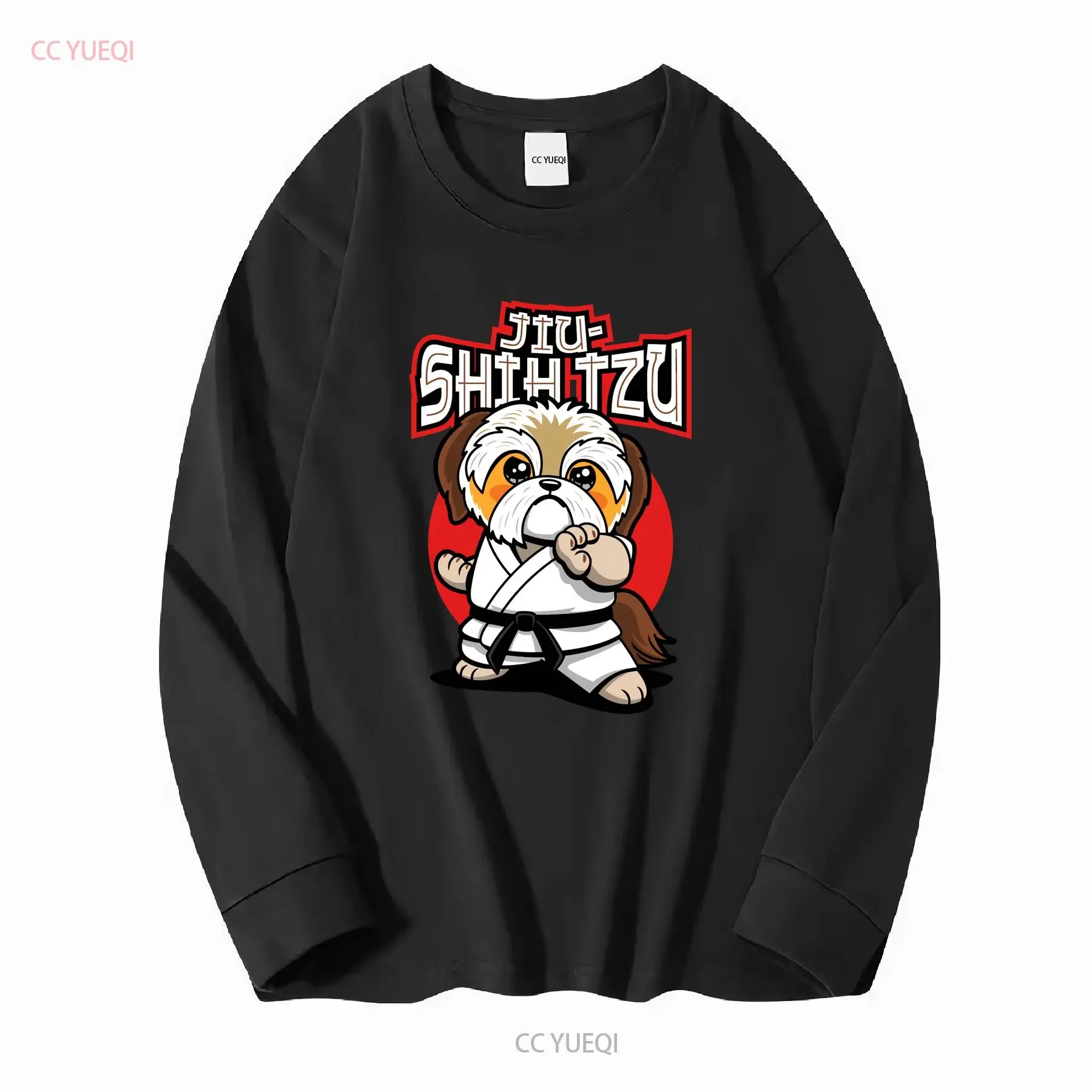 NWT Jiu Shih Tzu Funny Kawaii Doing Jitsu T Shirt long or short sleeves vintage Washed designer clothes Comfortable Stretched view 3
