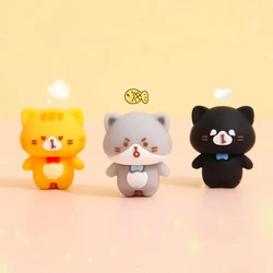3 Pcs Kawaii Cartoon Cat Eraser Cute Rubber Eraser Drawing Erasers pencil writing Eraser for kids gift school Office supplies