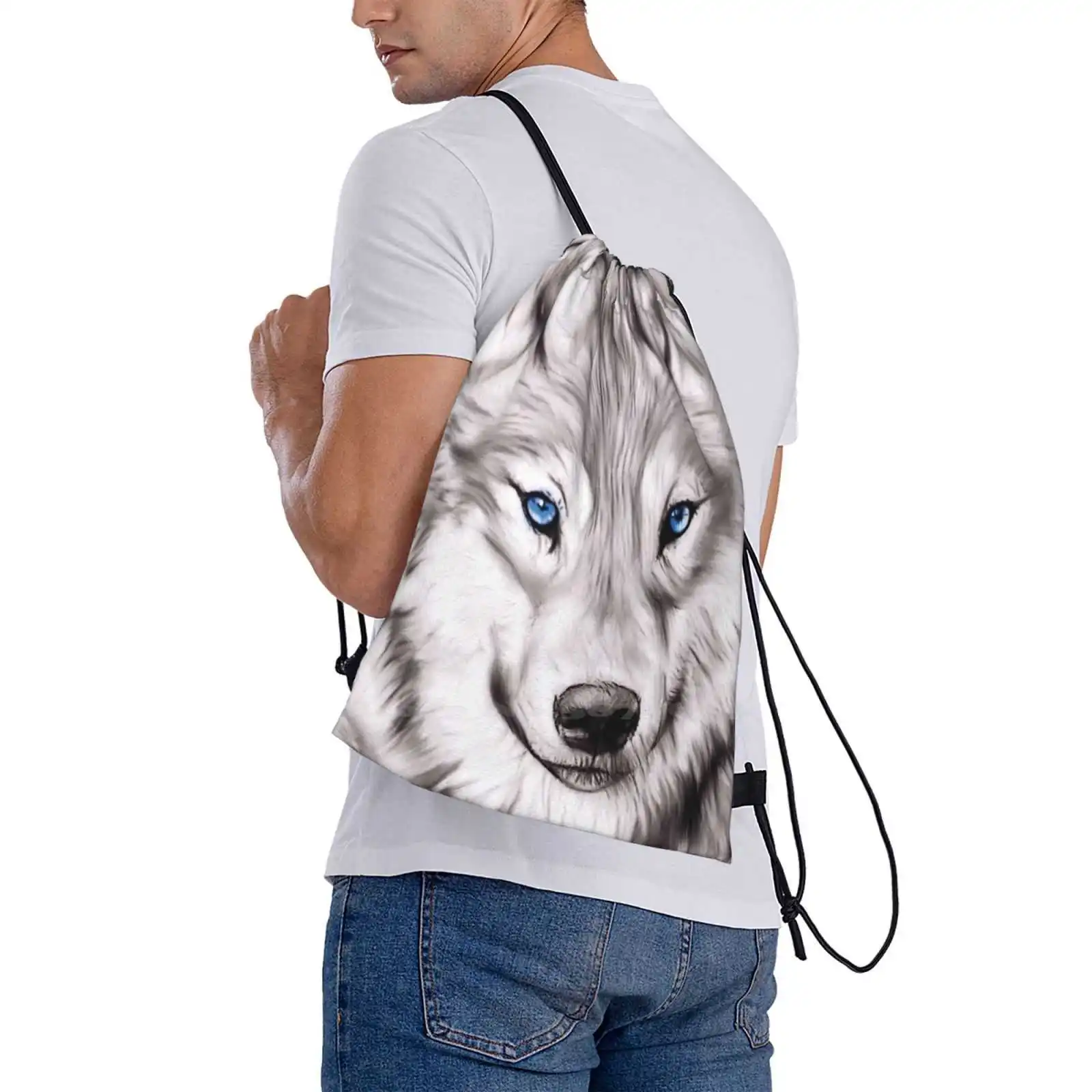 Wolf New Arrivals Unisex Bags Student Bag Backpack Wolf Animal Wild Face Stunning