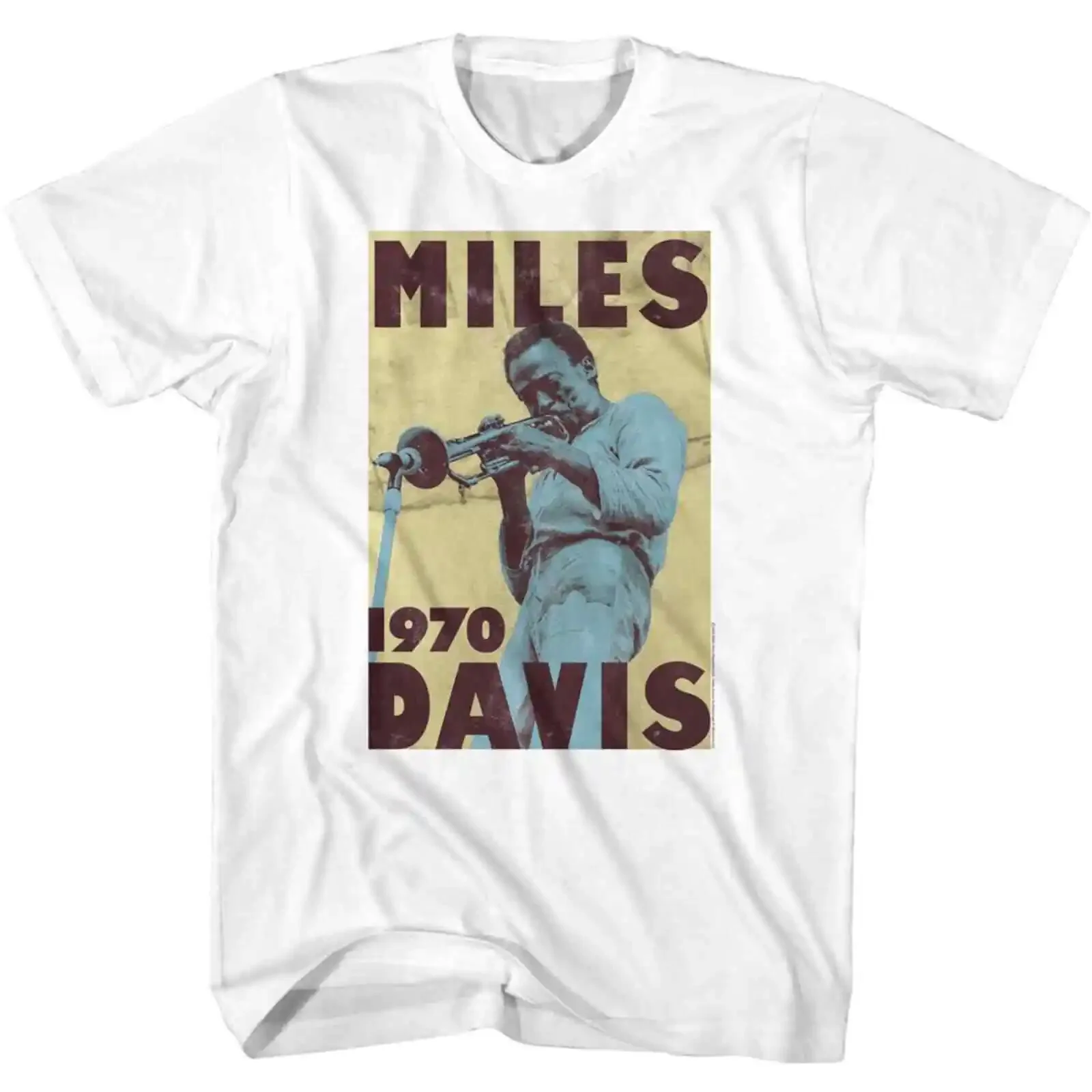 Miles Davis Poster Y White Adult T-Shirt