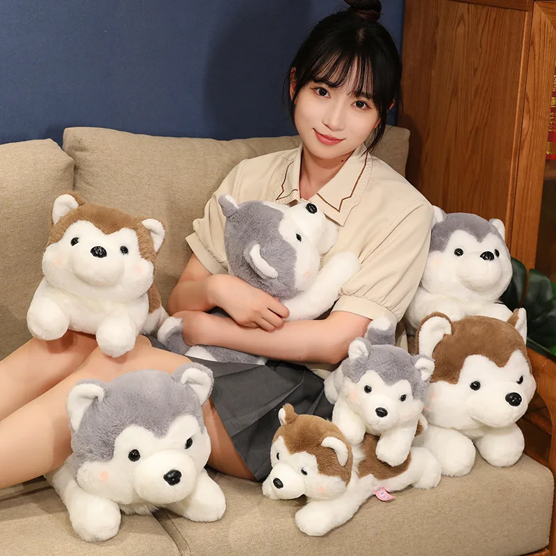 Reallife dummy Cartoon Husky peluche cuscino giocattoli farcito morbido animale Kawaii sdraiato cane bambola per ragazze bambini regali per bambini decorazioni per la casa