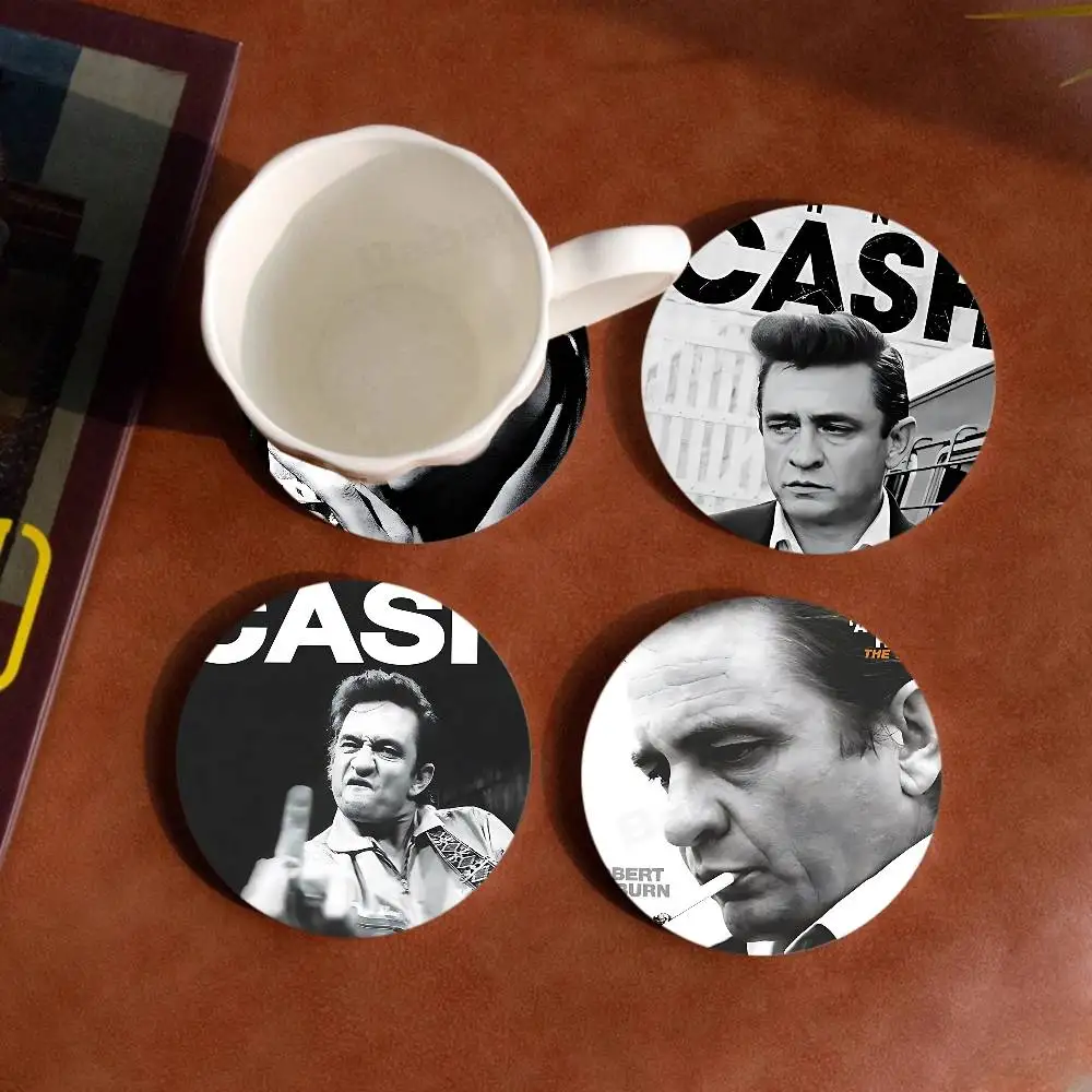 Famous J-Johnny Cash Vintage Wooden Designs for Coffee & Tea, Washable Art Pieces for Cozy Home Cafe