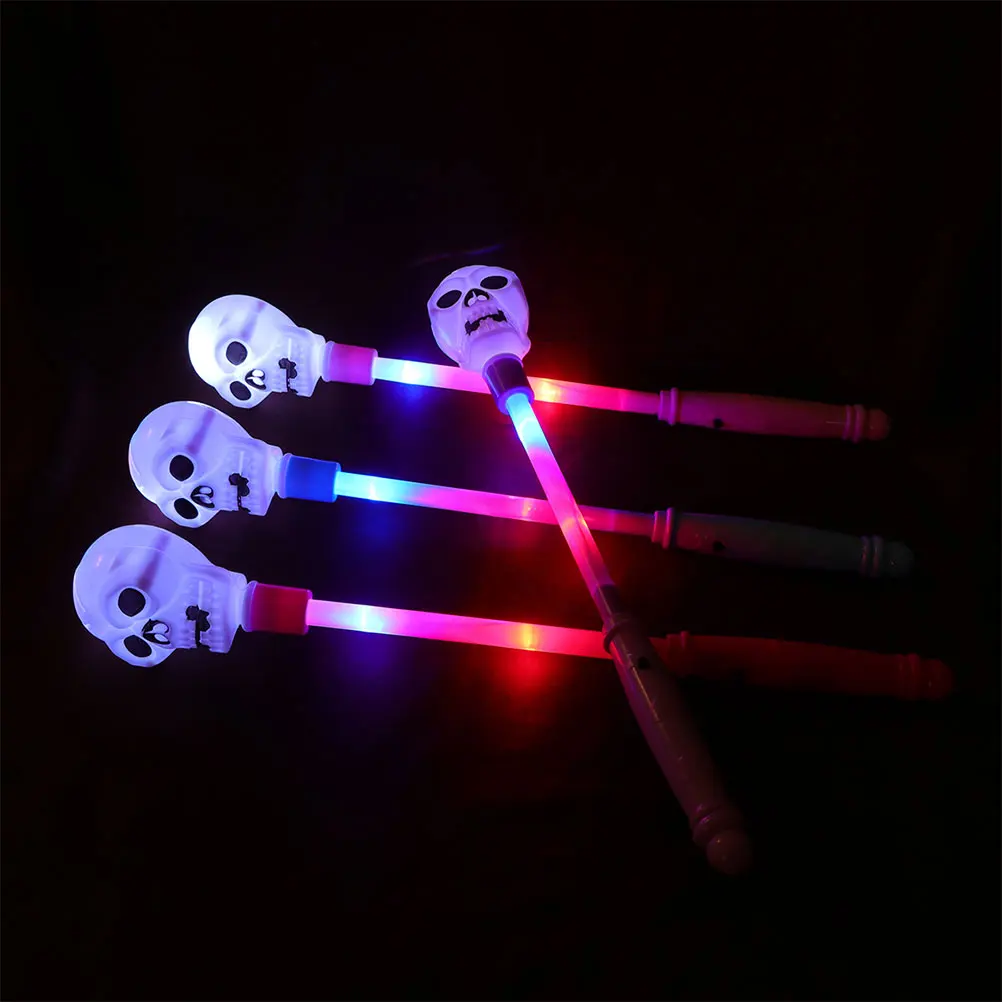 

6 pcs Halloween Glowing Kids Light-Up Pumpkin Skull Head Wand Led Handheld Fairy Stick Non Slip Kids Rave Party Birthday Wedding