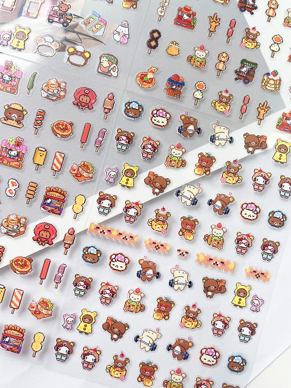 

Cute Autumn Winter Pixel Style Rilakkuma Nail Sticker Japanese Anime Food Skewers Bbq Amulet Pattern Waterproof Sticker Decal