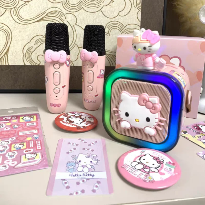 Karaoke Machine Anime Hello Kitty Wireless Bluetooth Speaker Cute Kuromi Usb Music Player Microphone Kid Gift Toy
