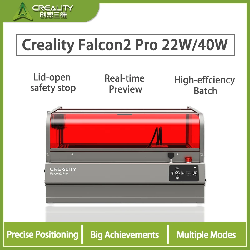 Creality Falcon 2 Pro 22W/40W Closed Laser Engraving Machine Integrated Cutting Machine Intelligent Air Assist with 1.6W Laser H