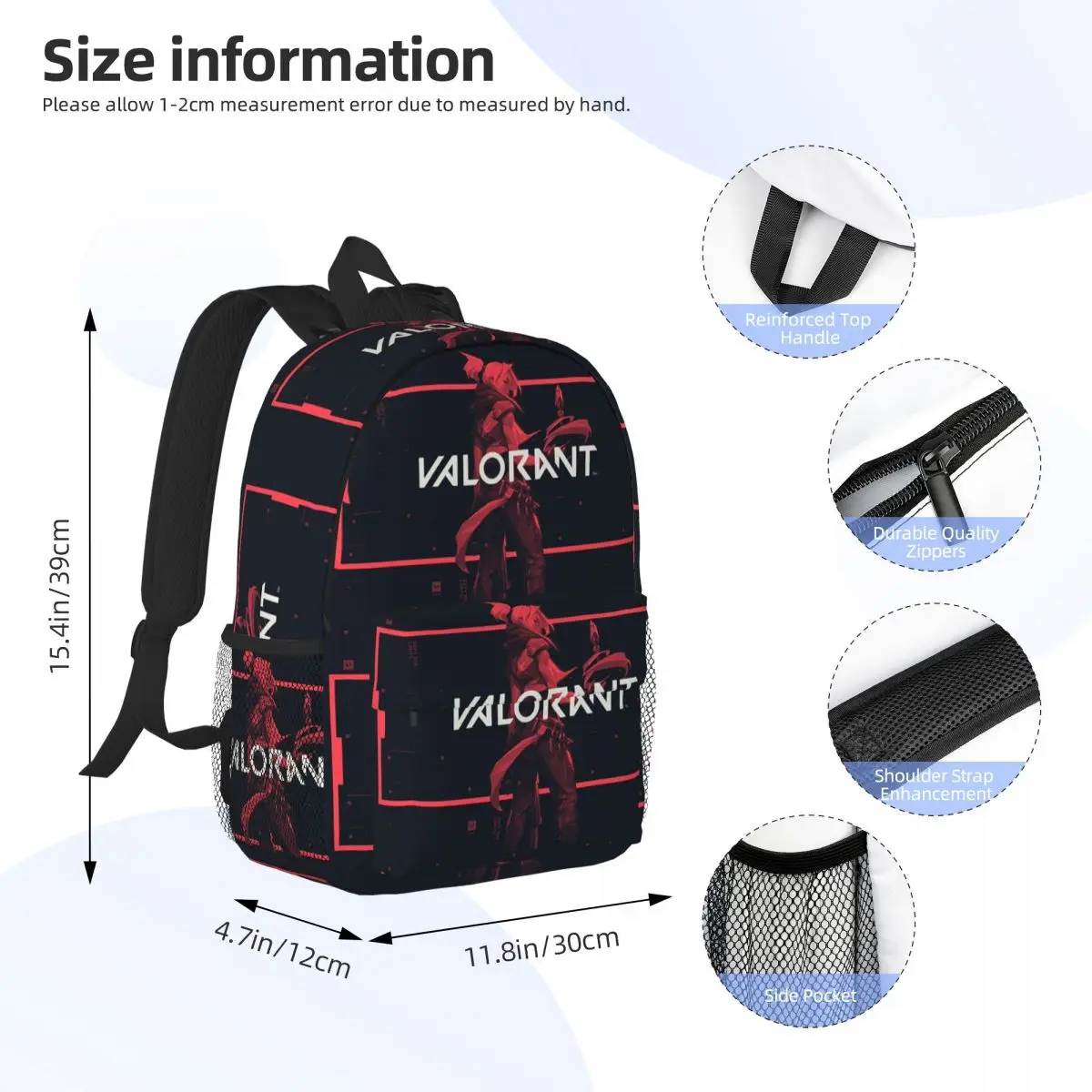 Jett V-Valorant Riot Games Backpack Student BookBag Children School Bag Computer Shoulder Bags for Boys Girls