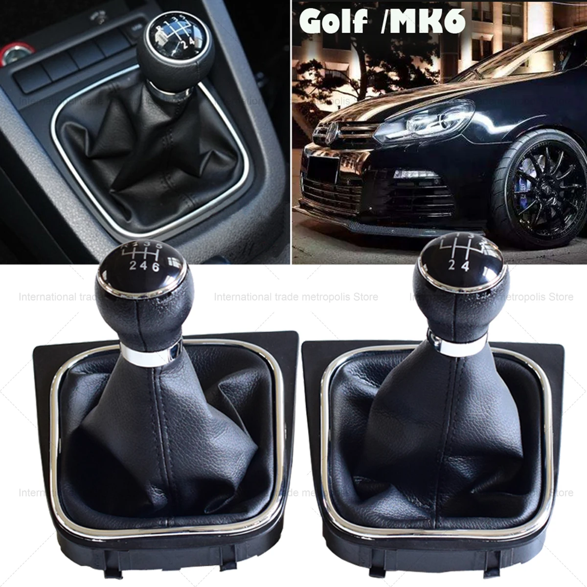 Auto Manual 5 6 Speed Car Gear Shift Knob Lever For Volkswagen GOLF 6 VI MK6 Jetta 5 Golf 5 V MK5