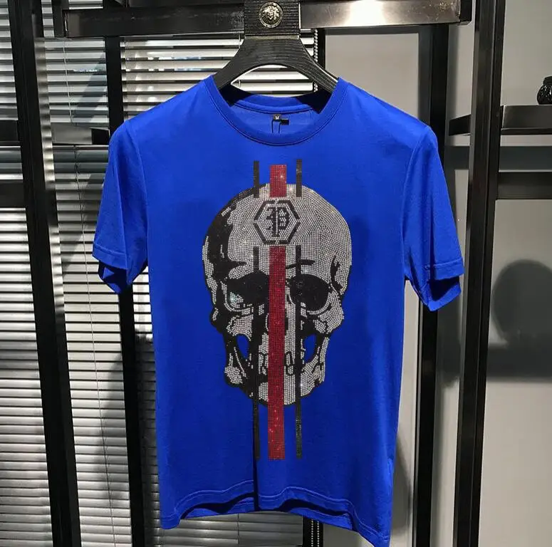S-6XL Anime Men Dress TShirts Rhinestones Man Summer Fashion T-Shirts Streetwear Men\'s Clothing