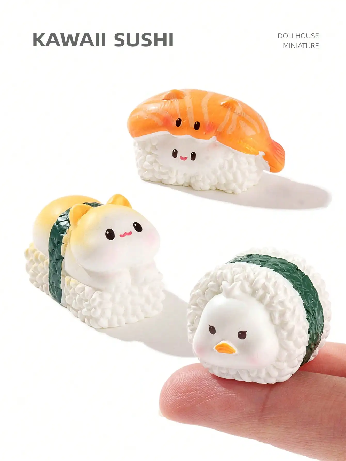 Set Cute Mini Cartoon Animal Sushi Ornaments Funny Mini Food Models, Creative Home Decor, Perfect Gift for Birthdays