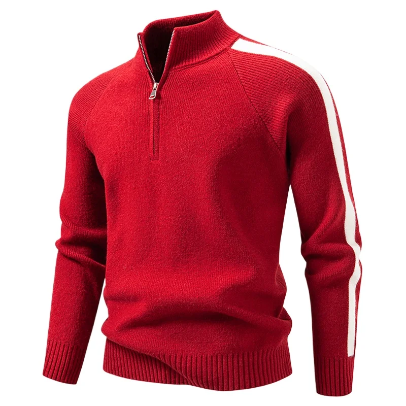 

Fashion Half Zipper Designer Pullovers Men Jumper Sweater 2026 Fall Clothes Warm Patchwork Color Mens Sweater Sueter Masculino