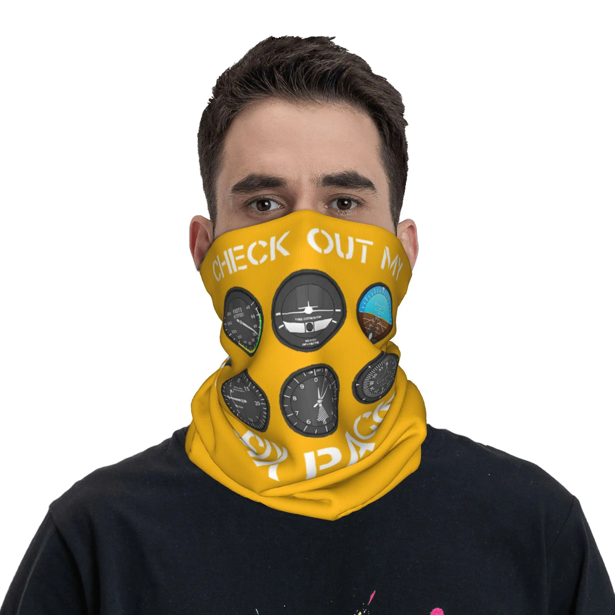 

Funny Pilot Top Airplane Six Pack Flight Instruments Bandana Neck Gaiter Printed Mask Scarf Headband Outdoor Sports Men Women