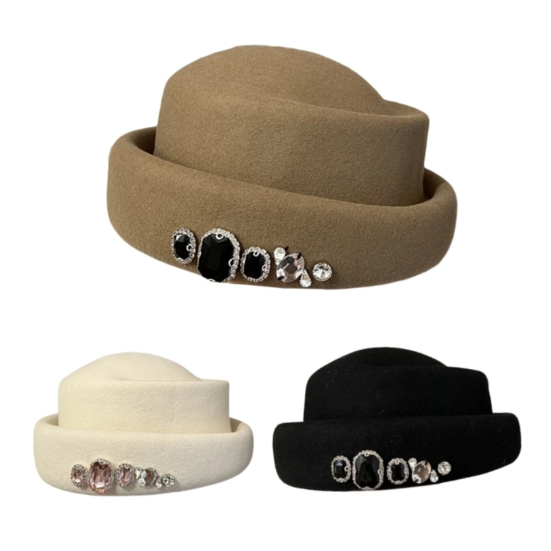 

InsStyle Top Hat Lady Winter Autumn Cabbie Wool Hat Women Accessories Drop Shipping