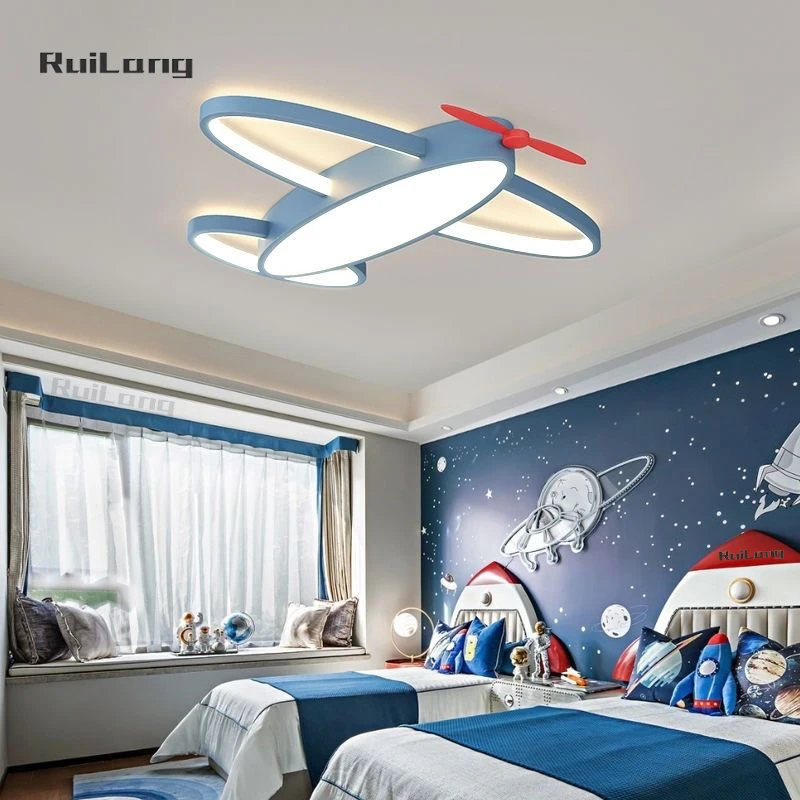

Kids Chandelier Airplane Ceiling Light For Children's Room Baby Boys Bedroom Decor Blue Cartoon Plafon Aircraft Led Ceiling Lamp