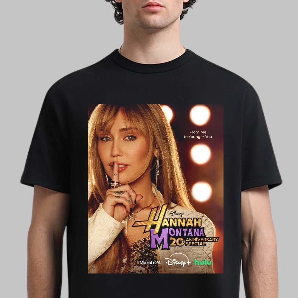 

Футболка с графическим принтом Disney Hannah Montana к 20-летию, винтажная, в стиле 90-х, Y2K, для мужчин и женщин, повседневная, хлопковая, с коротким рукавом, парная футболка