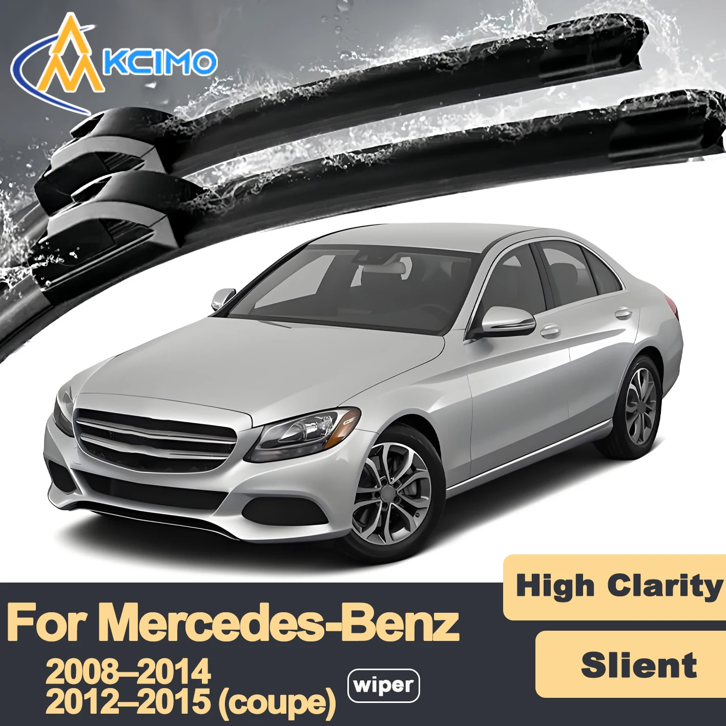 

Premium Rubber Durable Silent Windshield Wiper Blades 2pcs for Mercedes-Benz C-Class W204 S204 C204 2008-2014 2012-2015