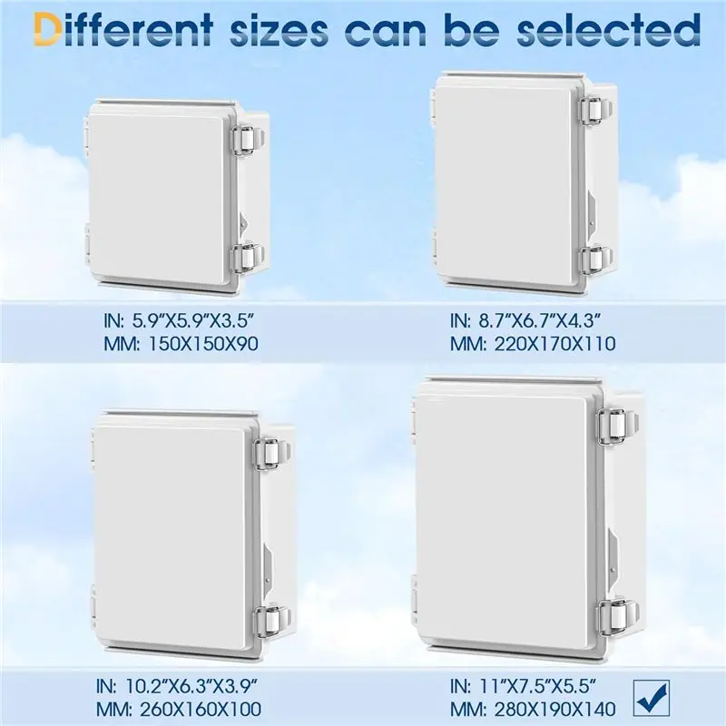 ABJN-Waterproof Outdoor Project ABS Junction Box Dustproof Enclosure Light Grey Stainless Steel+ABS With Hinged Cover, Mounting