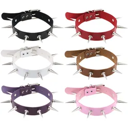 Vintage Rivet Spikes Choker Necklace Neo-Gothic Pu Leather Collar For Women Rock Clavicle Chain Party Jewelry