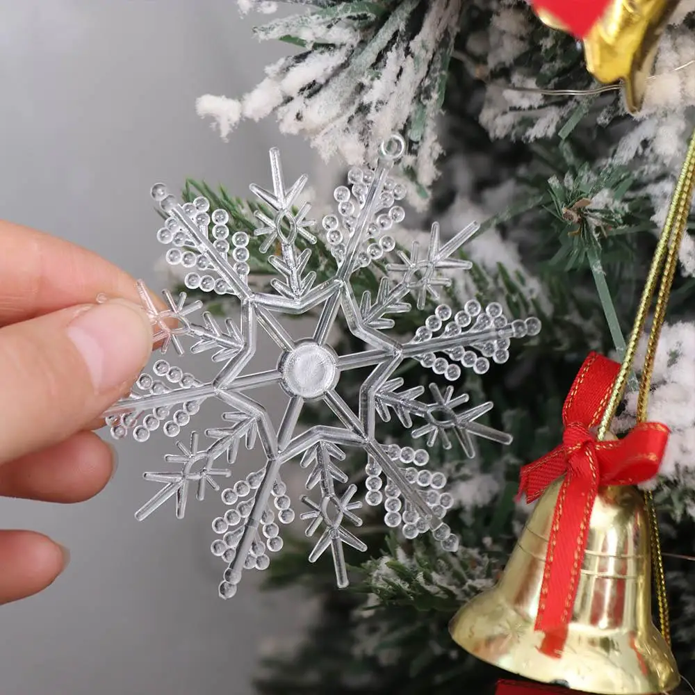 24pcs Acrylic Crystal Snowflake Icicle Pendants Clear DIY Christmas Tree Hanging Ornament Christmas Tree Decoration Navidad