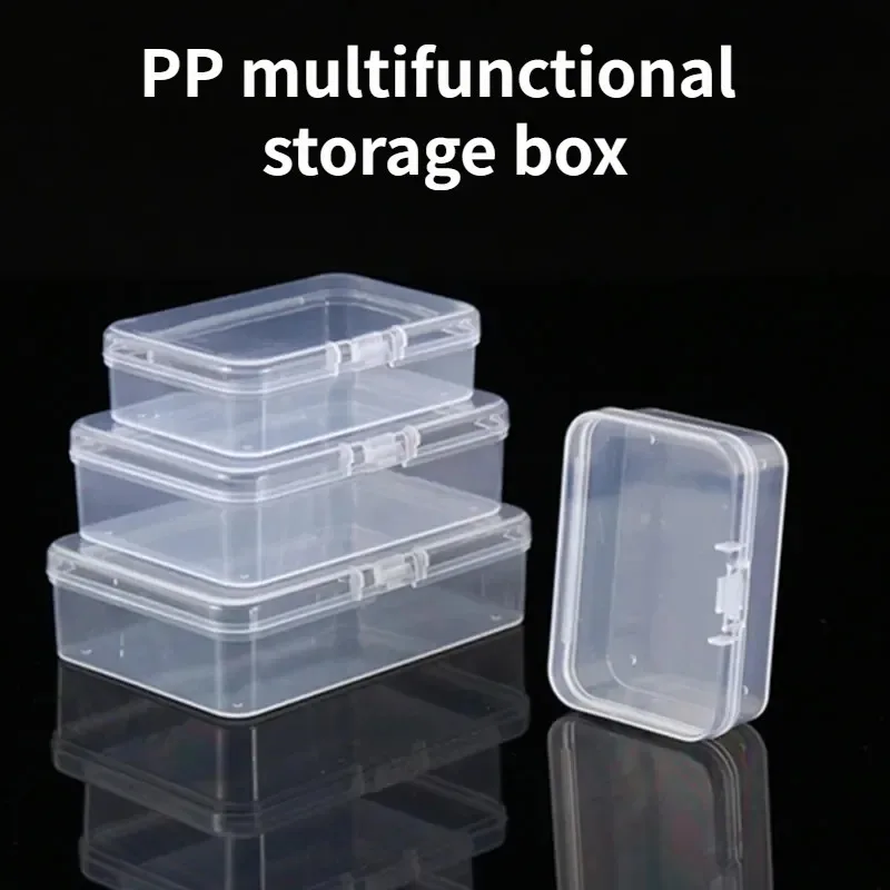 Mini caja de almacenamiento Rectangular de plástico, caja de embalaje translúcida a prueba de polvo, estuche de joyería fuerte duradero, contenedor