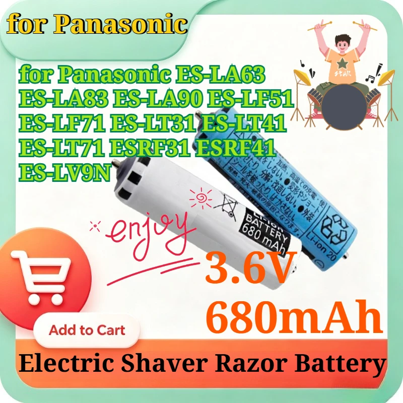 

3.6V 680mAh Li-ion Replacement Battery for Panasonic ES-LA63 ES-LA83 ES-LA90 ES-LF51 ES-LF71 ES-LT31 ES-LT41 Electric Shaver New