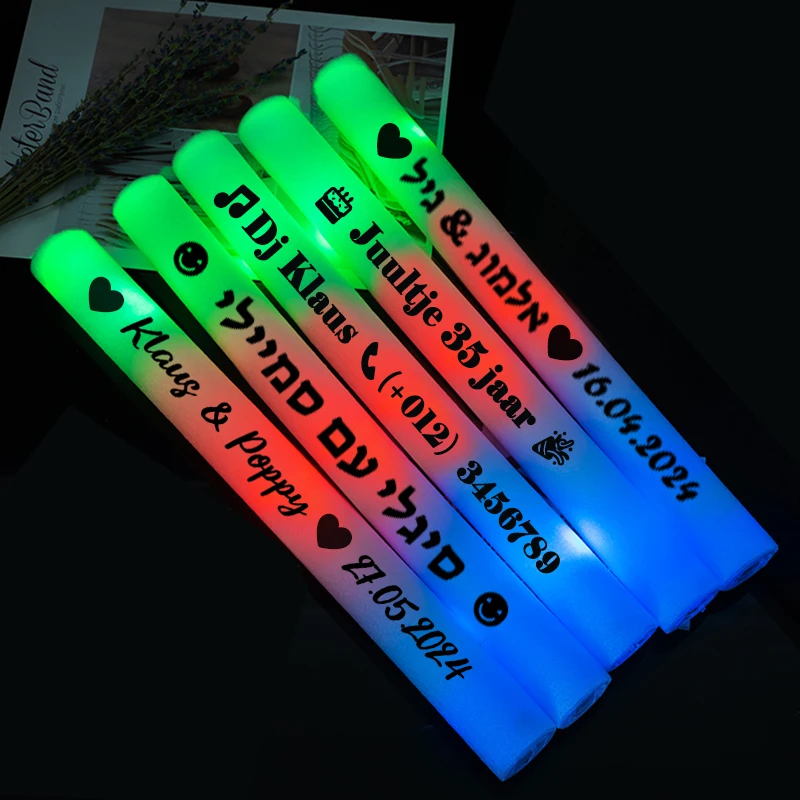 12/15/30/60Pcs RGB LED Glow Bulk Party Supplies Colorful LED Glow Sticks Foam Stick Cheer Tube Dark Light Birthday Wedding