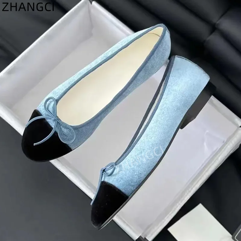 2024 high quality Luxury Designer Ballet Flats Leather Bow Fashion Casual Flats Round toe Women\'s Shoes