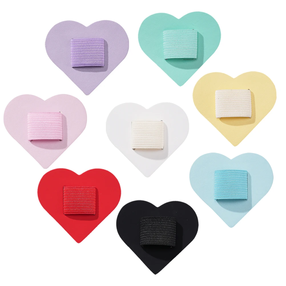 

8pcs Love Pen Holder Elastic Band Notebook Journal Planner PU Material Self Adhesive Cute Heart Shape Pen Loop Storage