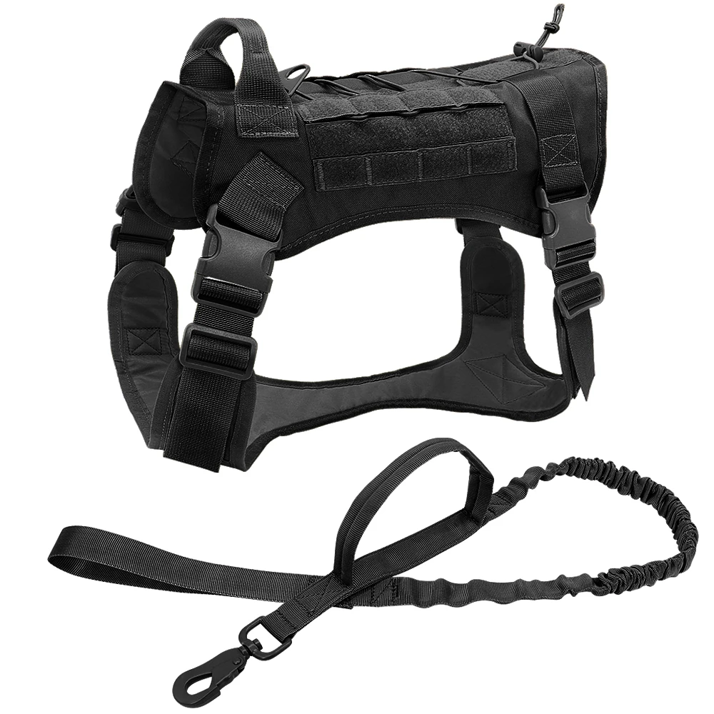 Tactical Dog Harness No Pull Adjustable Military Pet Training Harness Molle Vest With Handle For Medium Large Dogs Outdoor Hike