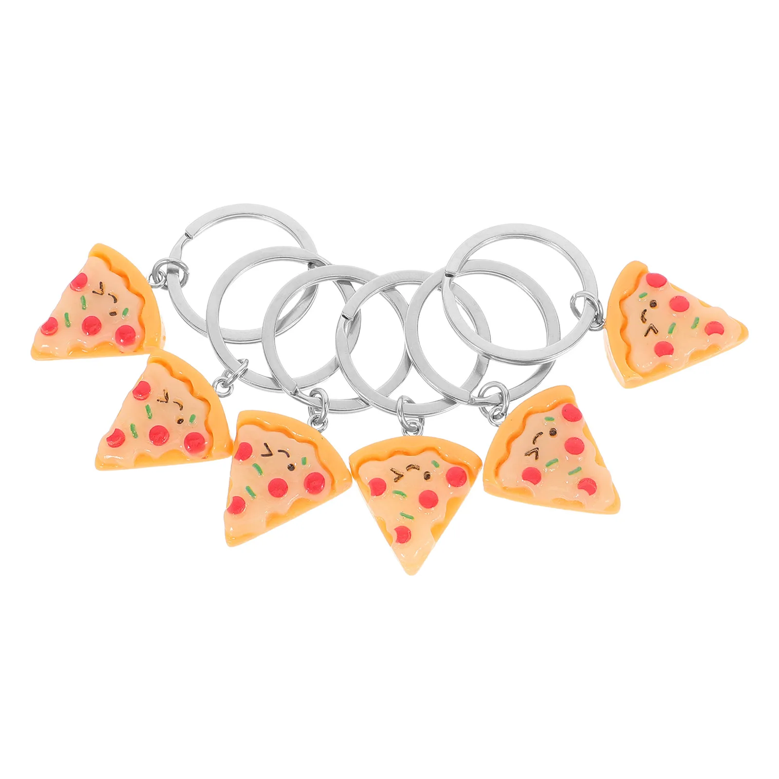 

6 Pcs Keychain Realistic Play Food Artificial Keychains Pizza Party Favors Purse Charms Bag Accessories Party Gifts